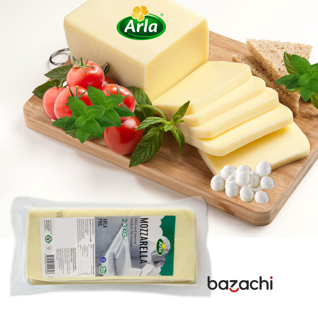 Arla Pro Mozzarella Cheese Block, 2.3kg - Free Shipping