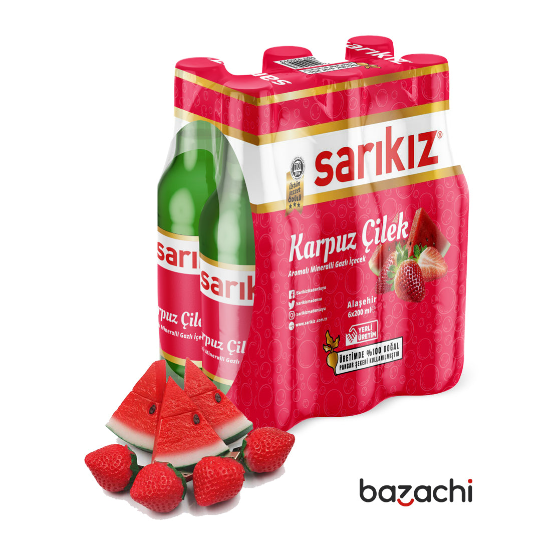 Sarikiz Watermelon & Strawberry Mineral Water-Maden Suyu 6x200ml