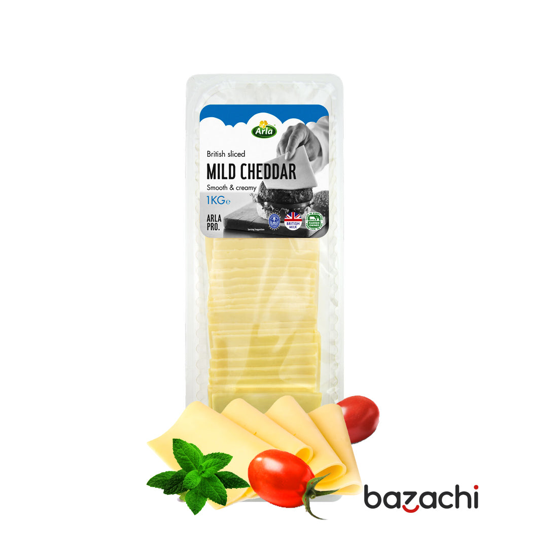 Arla Pro Mild Cheddar Cheese Slices 1kg - Vegetarian