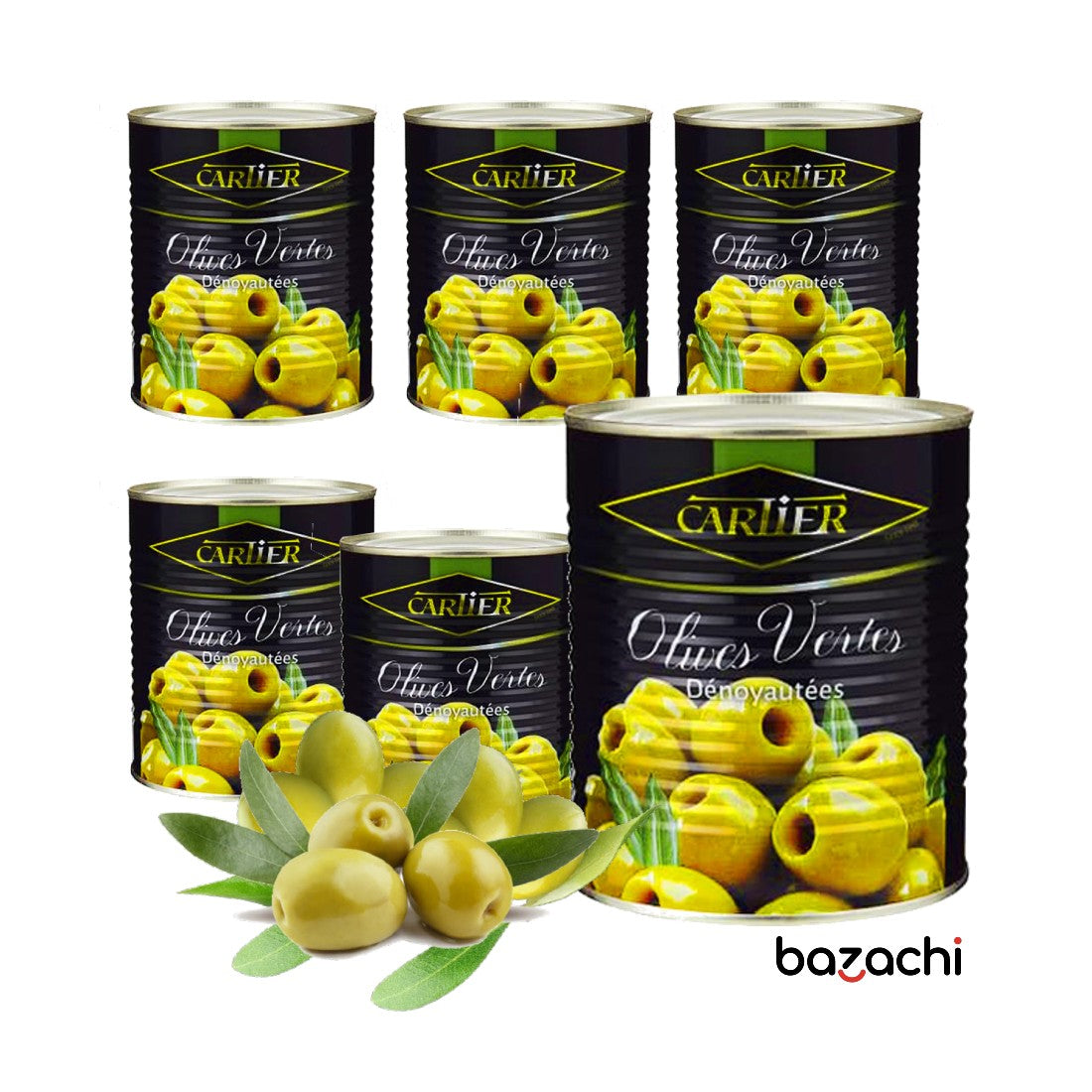 Cartier Green Pitted Olives, 850g