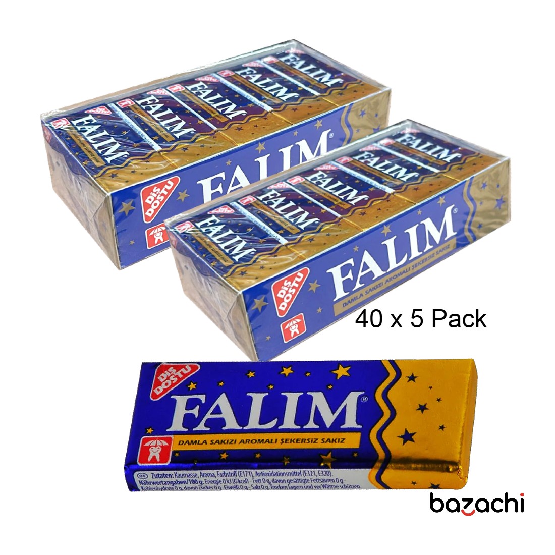 Kent Falim Sugar Free Chewing Gum - Damla Sakizi, 5 Pack