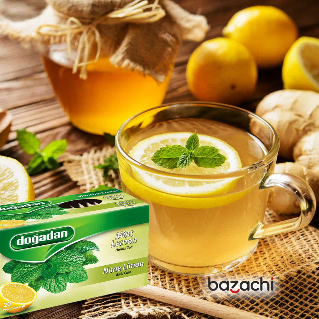 Dogadan Mint Lemon Herbal Tea Nane Limon Cay 20 Tea Bags