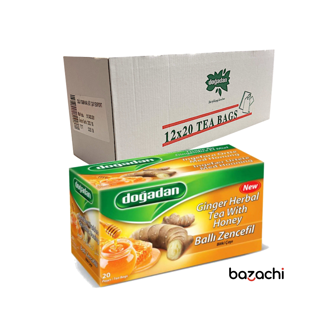 Dogadan Ginger Herbal Tea With Honey (Balli Zencefil Cay) 20 Tea Bags