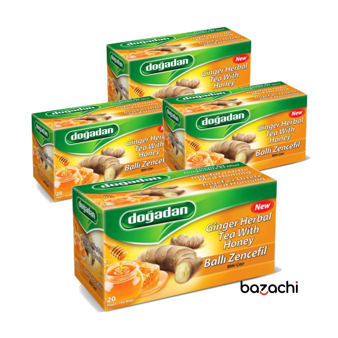 Dogadan Ginger Herbal Tea With Honey (Balli Zencefil Cay) 20 Tea Bags
