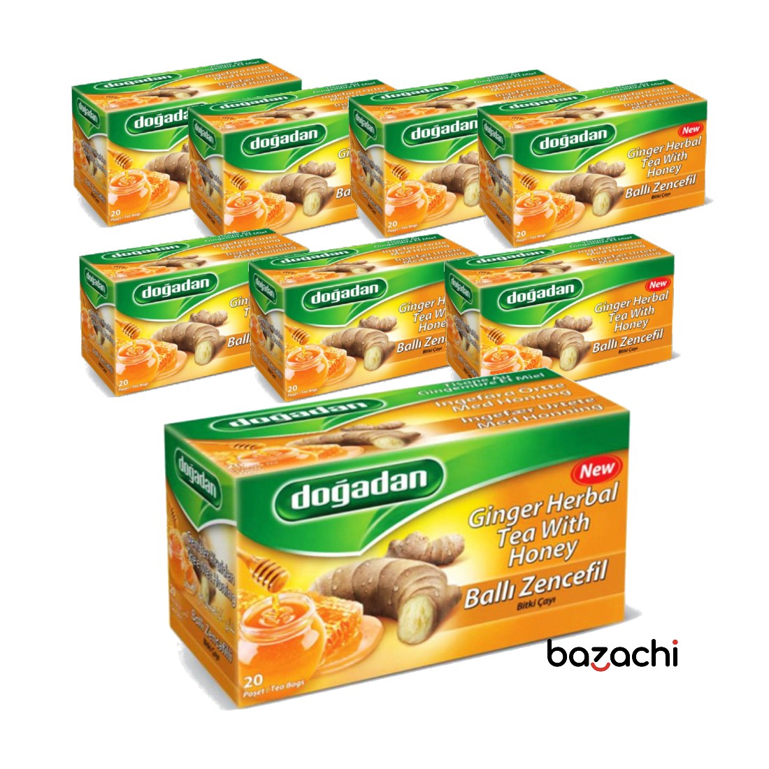 Dogadan Ginger Herbal Tea With Honey (Balli Zencefil Cay) 20 Tea Bags