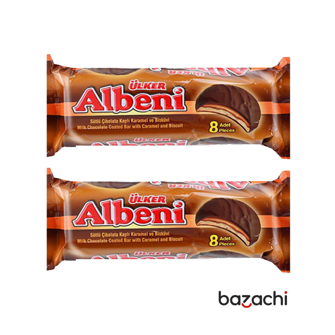 Ulker Albeni Milk Chocolate Coated Ring Caramel & Biscuits 8 Pcs 344g