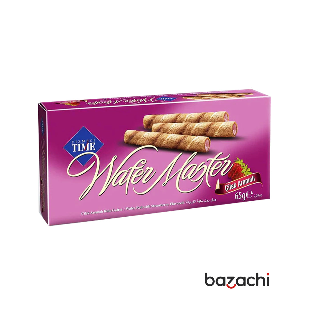Wafer Master Roll With Strawberry Flavored 15 Rolls 65g - Gofret