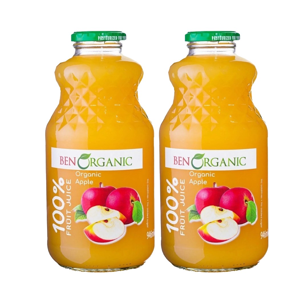 BenOrganic - 100% Natural Organic Apple Juice 946ml - Glass Bottle