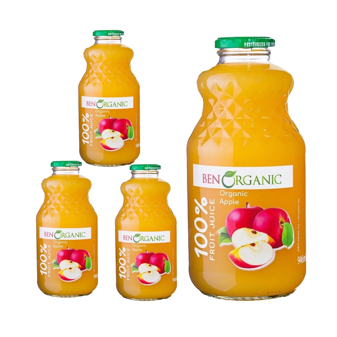 BenOrganic - 100% Natural Organic Apple Juice 946ml - Glass Bottle