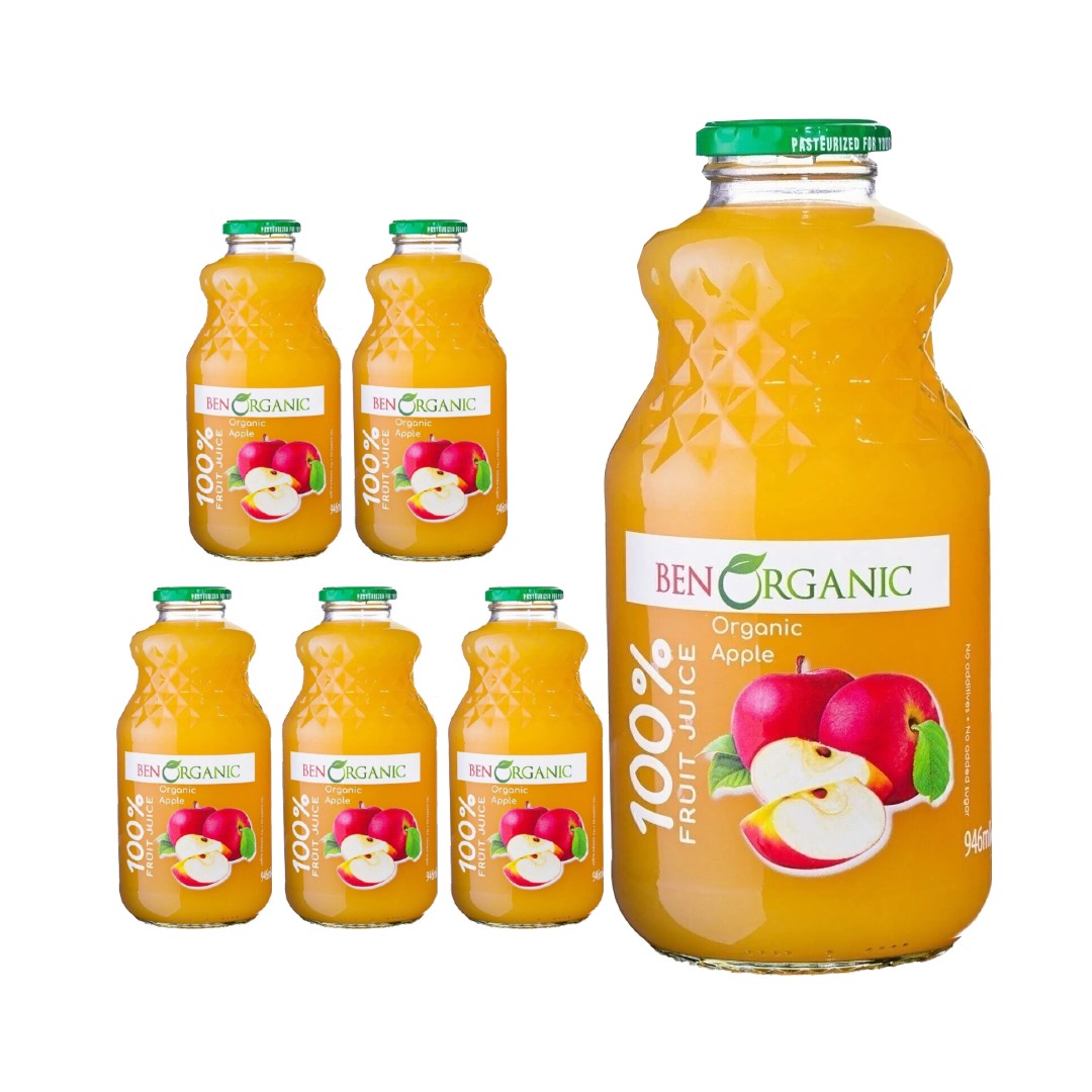 BenOrganic - 100% Natural Organic Apple Juice 946ml - Glass Bottle