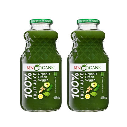 BenOrganic - 100% Natural Organic Green Veggie Juice 946ml - Glass Bottle
