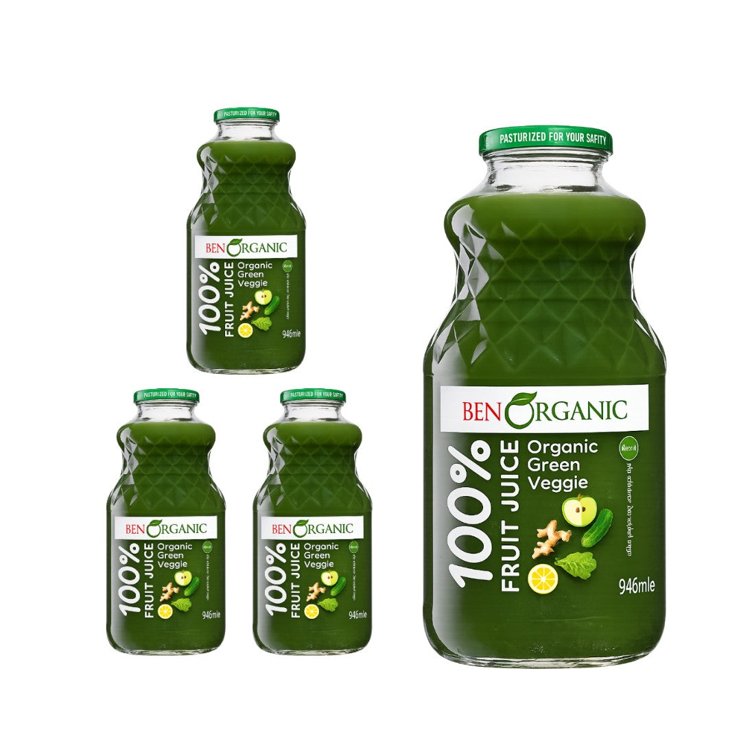 BenOrganic - 100% Natural Organic Green Veggie Juice 946ml - Glass Bottle