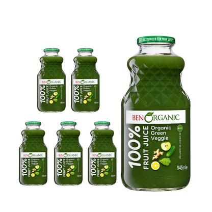 BenOrganic - 100% Natural Organic Green Veggie Juice 946ml - Glass Bottle