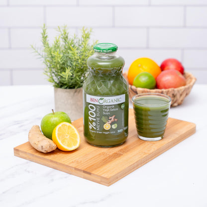 BenOrganic - 100% Natural Organic Green Veggie Juice 946ml - Glass Bottle