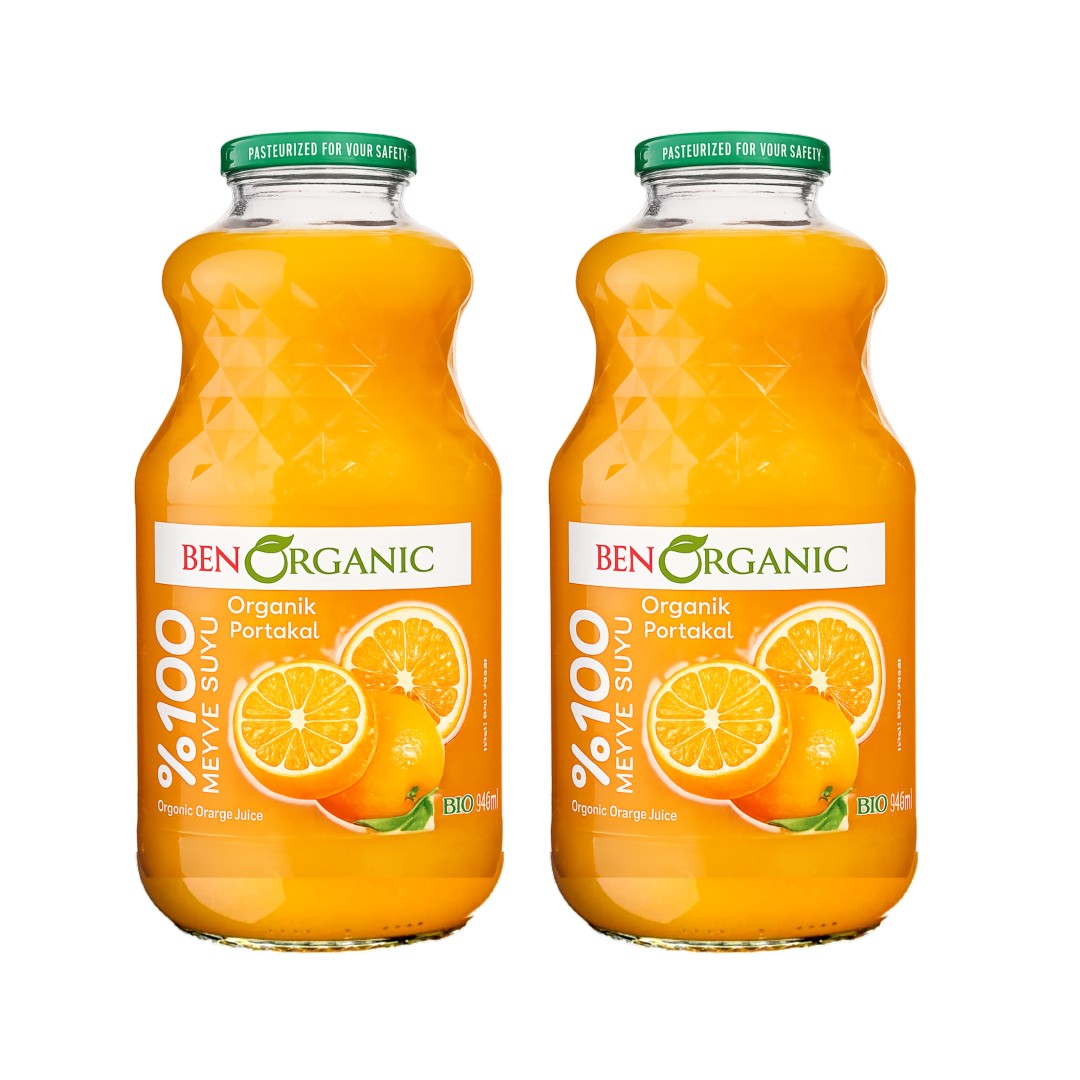BenOrganic - 100% Natural Organic Orange Juice 946ml - Glass Bottle