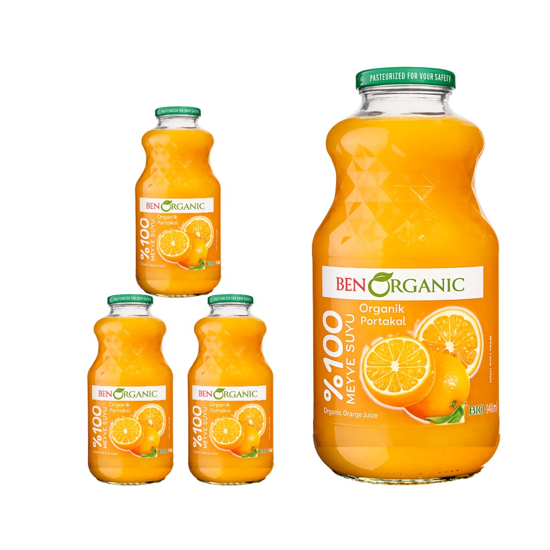 BenOrganic - 100% Natural Organic Orange Juice 946ml - Glass Bottle