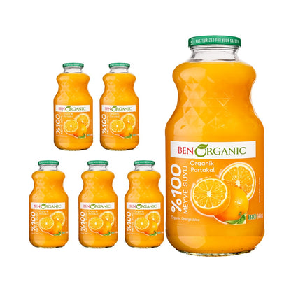 BenOrganic - 100% Natural Organic Orange Juice 946ml - Glass Bottle