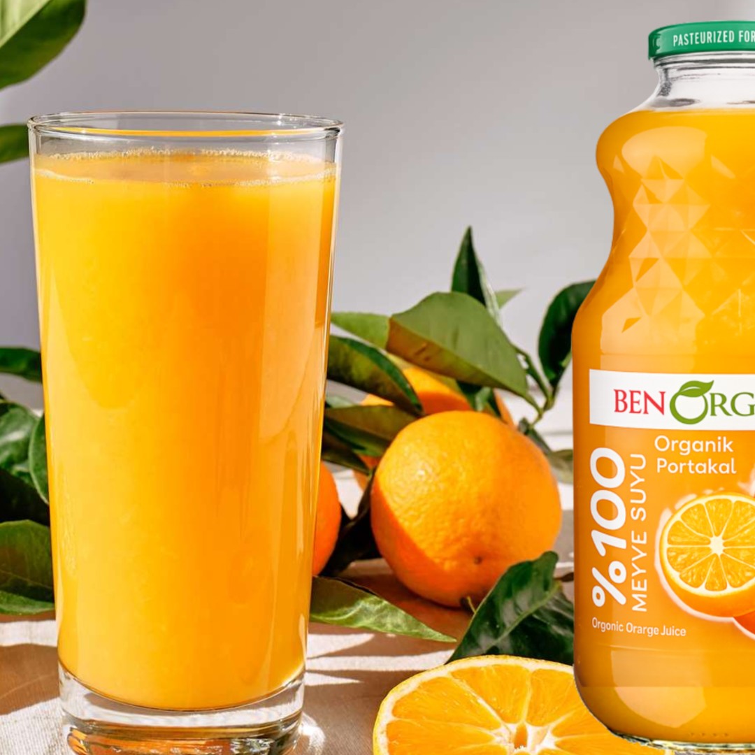 BenOrganic - 100% Natural Organic Orange Juice 946ml - Glass Bottle