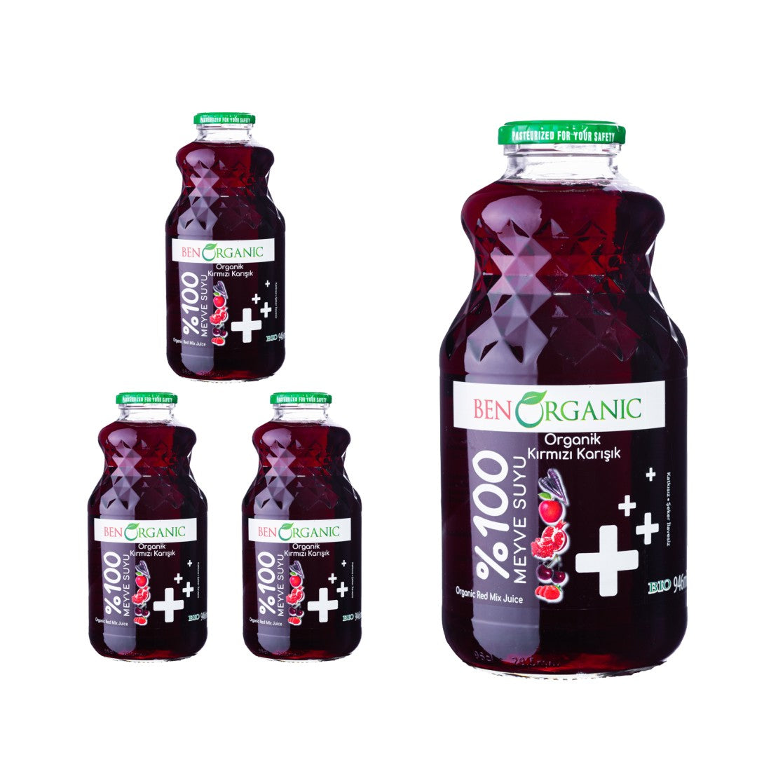 BenOrganic - 100% Natural Organic Red Mix Juice  946ml - Glass Bottle