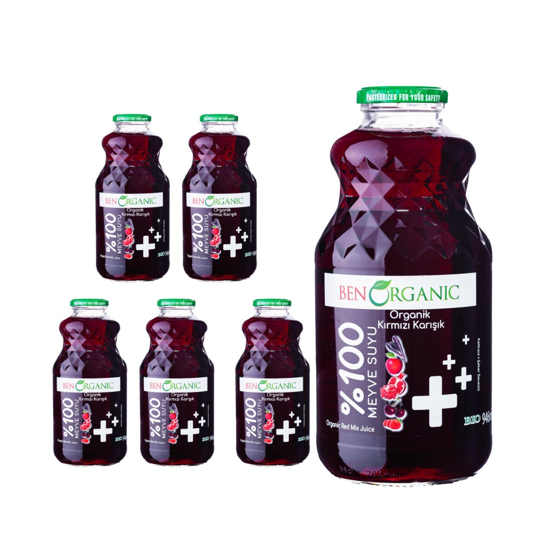 BenOrganic - 100% Natural Organic Red Mix Juice  946ml - Glass Bottle