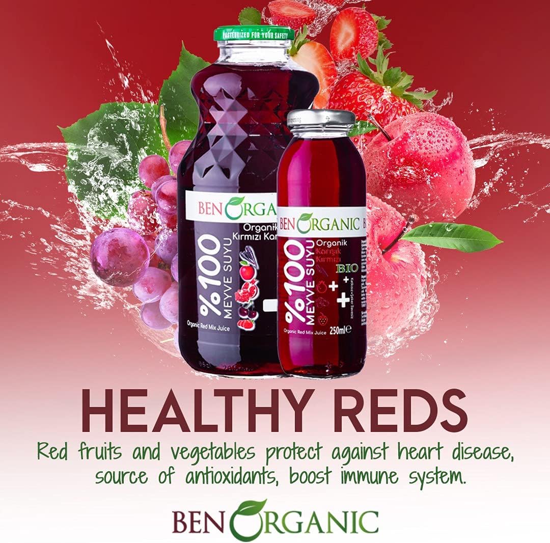 BenOrganic - 100% Natural Organic Red Mix Juice  946ml - Glass Bottle