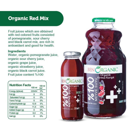 BenOrganic - 100% Natural Organic Red Mix Juice  946ml - Glass Bottle