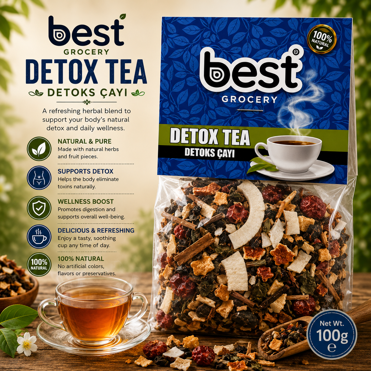 Best Natural Herbal Detox Tea (Detoks Çayı) 100g