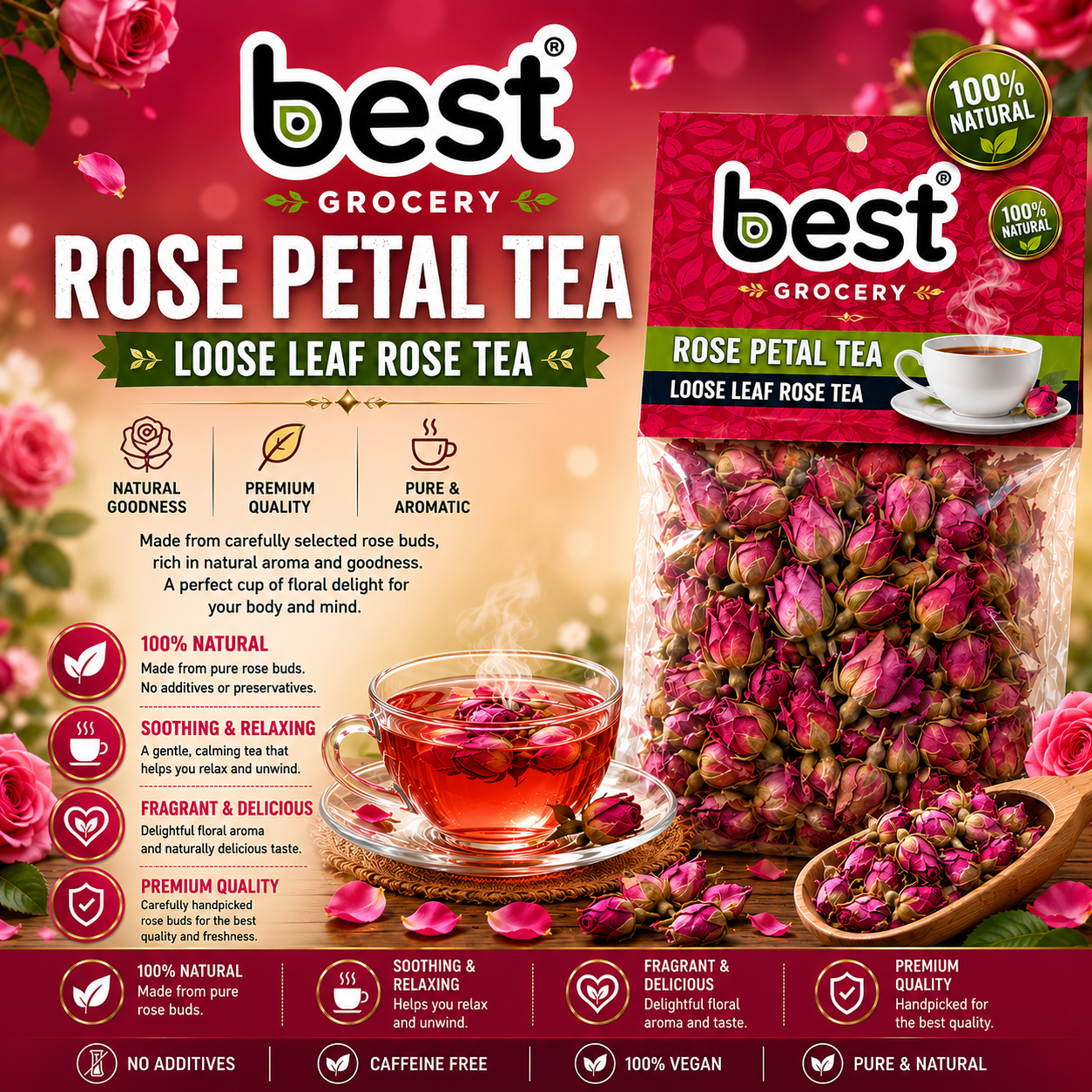 Best Natural Rose Petal Tea (Gül Yaprağı Çayı) 50g