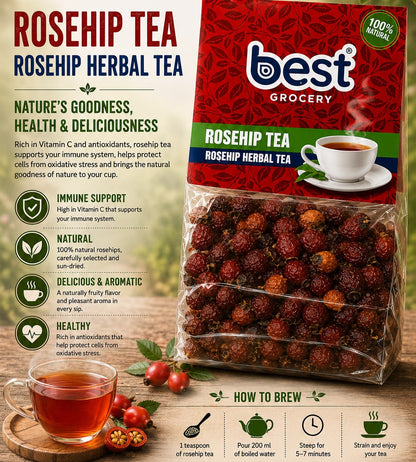 Best Grocery Natural Rosehip Tea Kuşburnu Çayı 125g