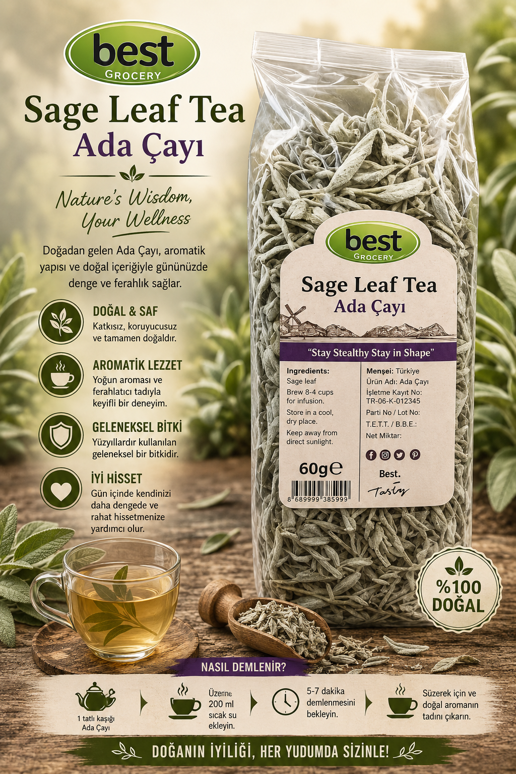 Best Sage Leaf Tea (Adacayi) 60g