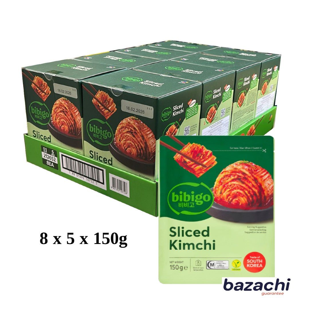 Bibigo Ambient Fermented Sliced Kimchi, 5 x 150g
