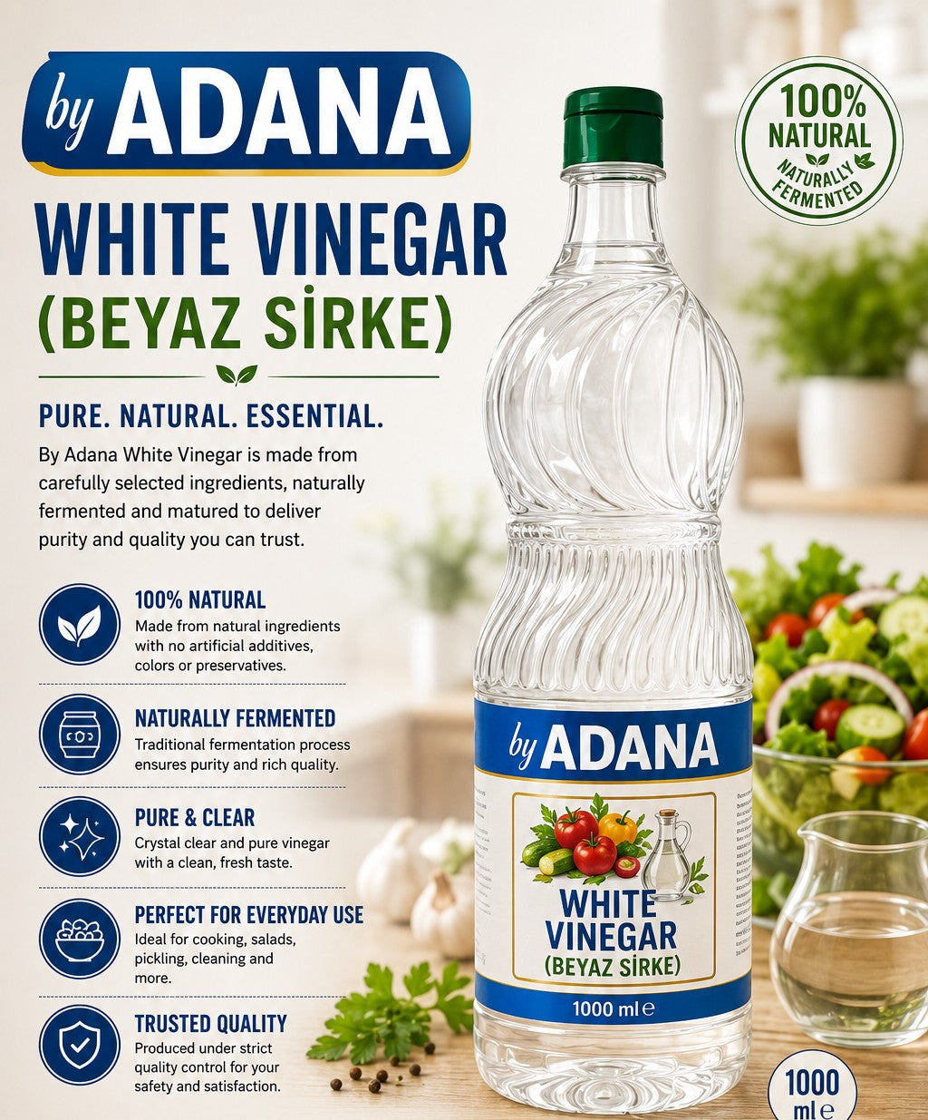By Adana White Vinegar (Beyaz Sirke) 1000 ml