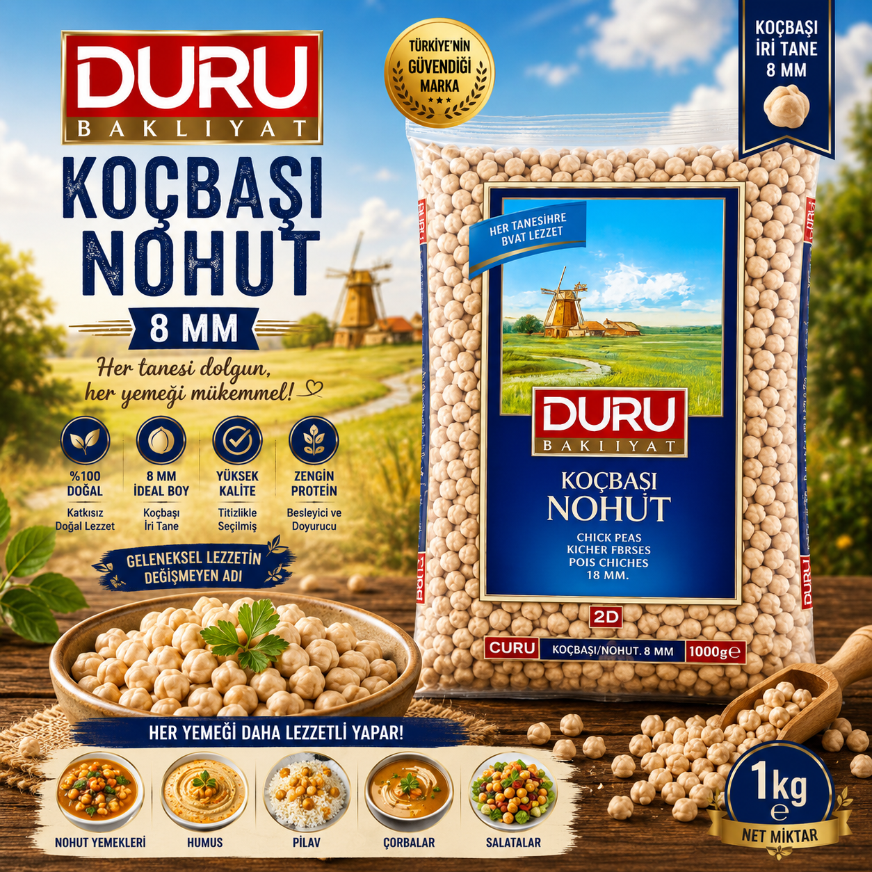 Duru Chickpeas (Kocbasi Nohut ) 8 mm 1 Kg