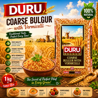 Duru Coarse Bulgur with Vermicelli (Sehriyeli Pilavlik Bulgur) 1 Kg