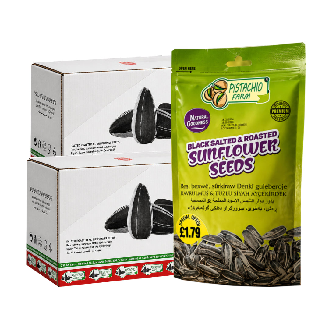 Pistachio Farm Black Salted &  Roasted Sunflower Seeds 12 x 250g