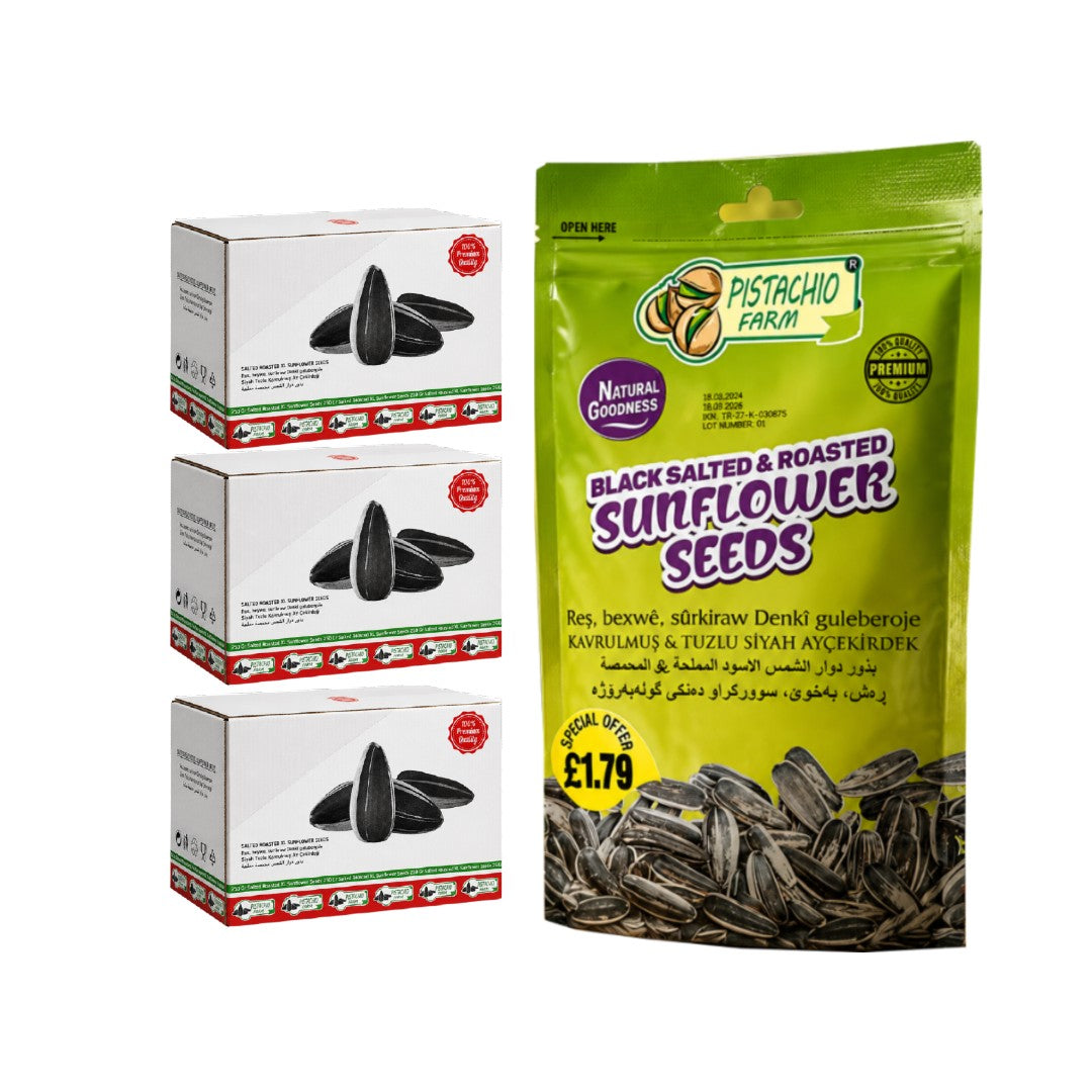 Pistachio Farm Black Salted &  Roasted Sunflower Seeds 12 x 250g