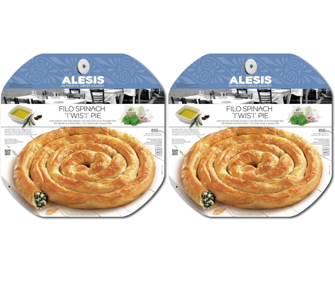 Alesis Greek Filo Twist Pie With Spinach & Feta Cheese, 850g