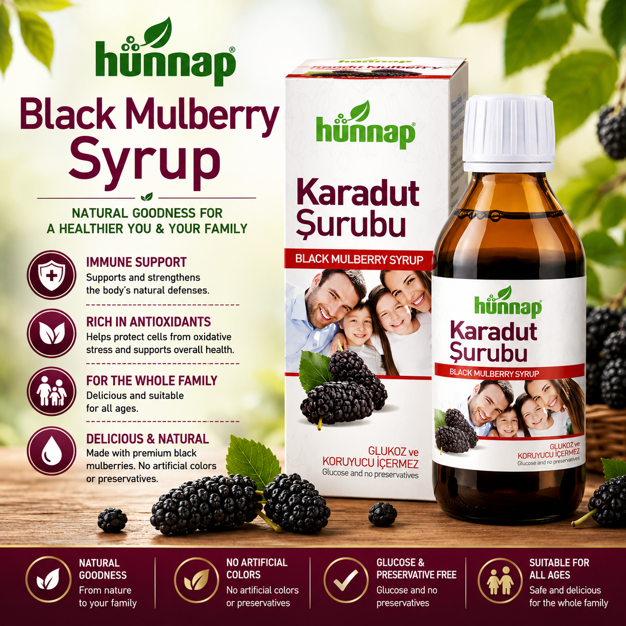 Hünnap Black Mulberry Syrup (Karadut Surubu) 50 ml