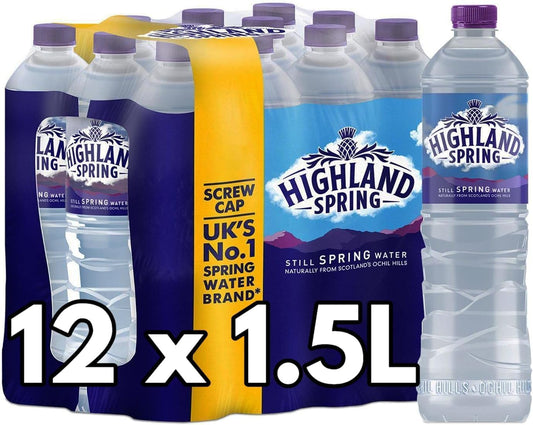 Highland Spring Still Spring Natural Mineral Water, 12x1.5L