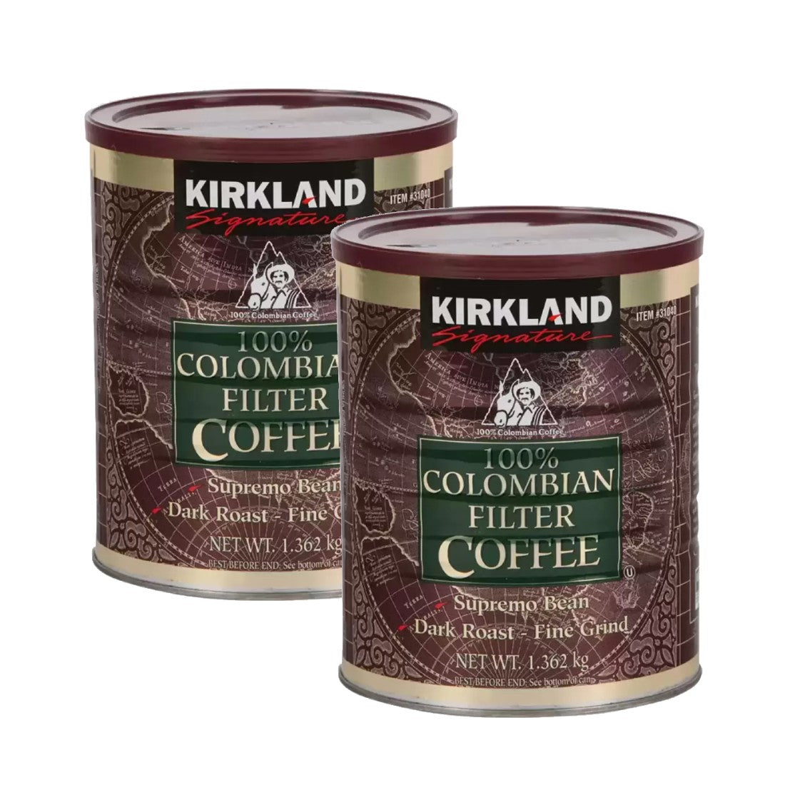Kirkland Signature 100% Colombian Ground Filter Coffee, 1.362kg