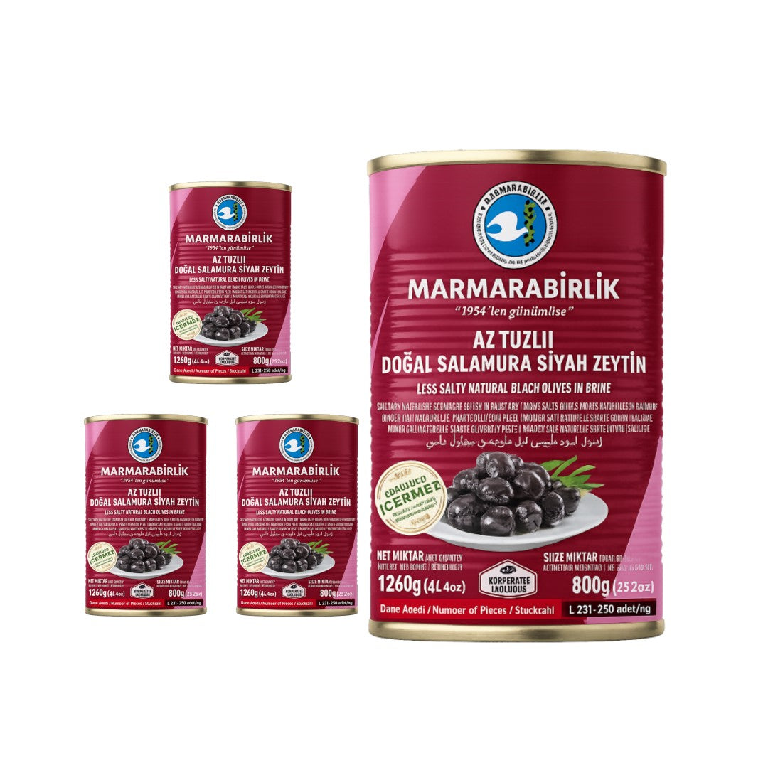 Marmarabirlik Black Olives Less Salty L (Tin) 800g