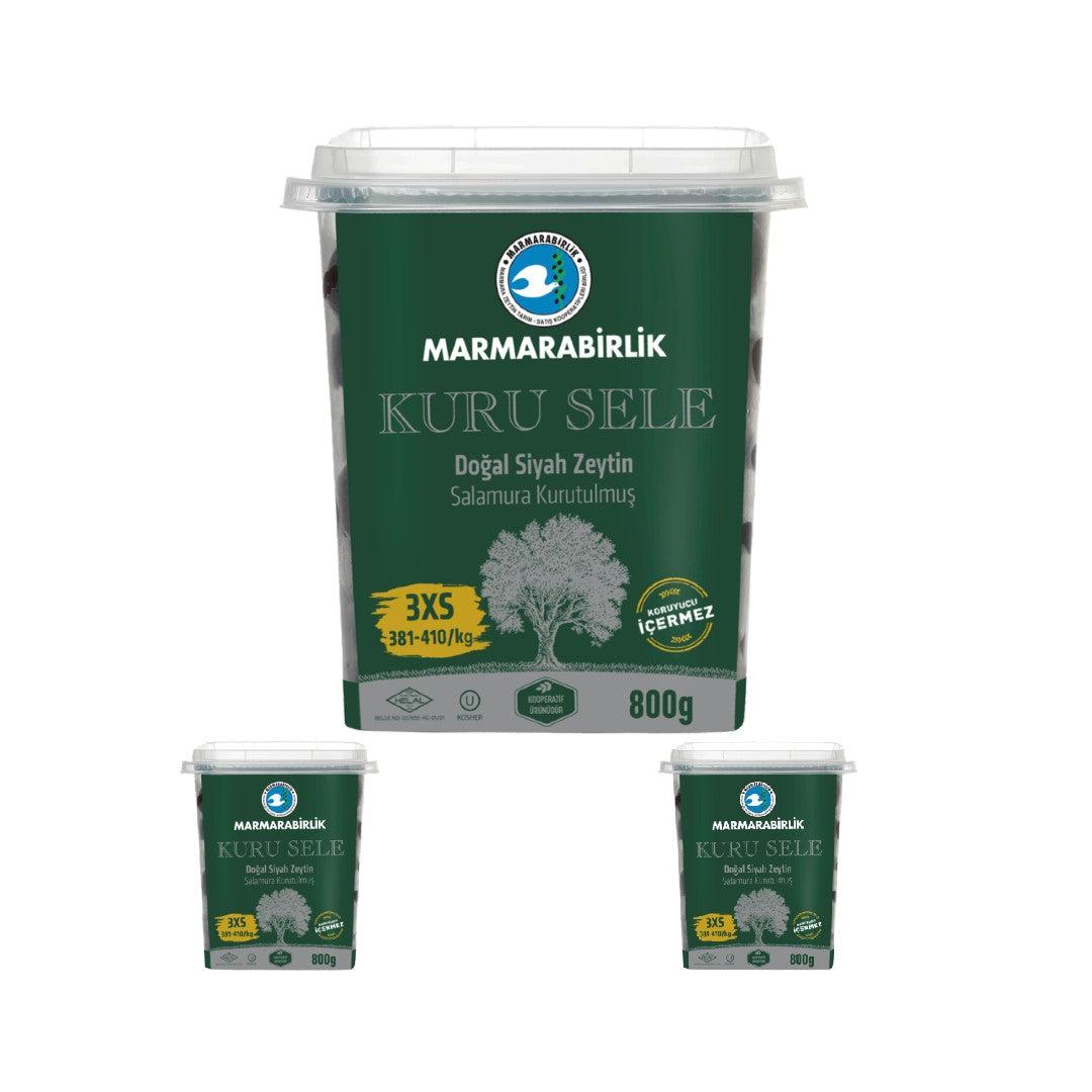 Marmarabirlik Kuru Sele Black Olives 3XS 800g