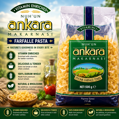 Nuhun Ankara Vitaminli  Farfalle Tonde (Fiyonk Makarna ) 500 g