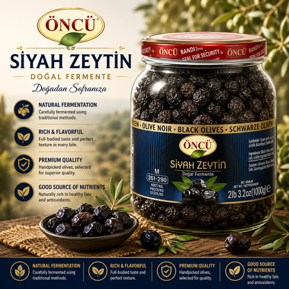 Oncu Black Olives M-S (Siyah Zeytin) 1Kg
