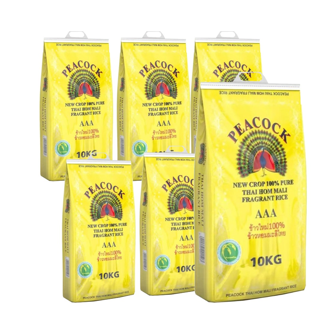 Peacock Thai Hom Mali Fragrant Rice AAA, 100% Pure New Crop, 10kg