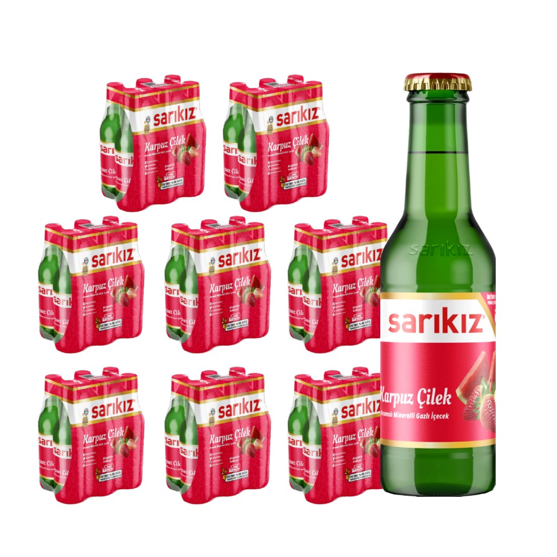 Sarikiz Watermelon & Strawberry Mineral Water (Maden Suyu), 24x 200ml