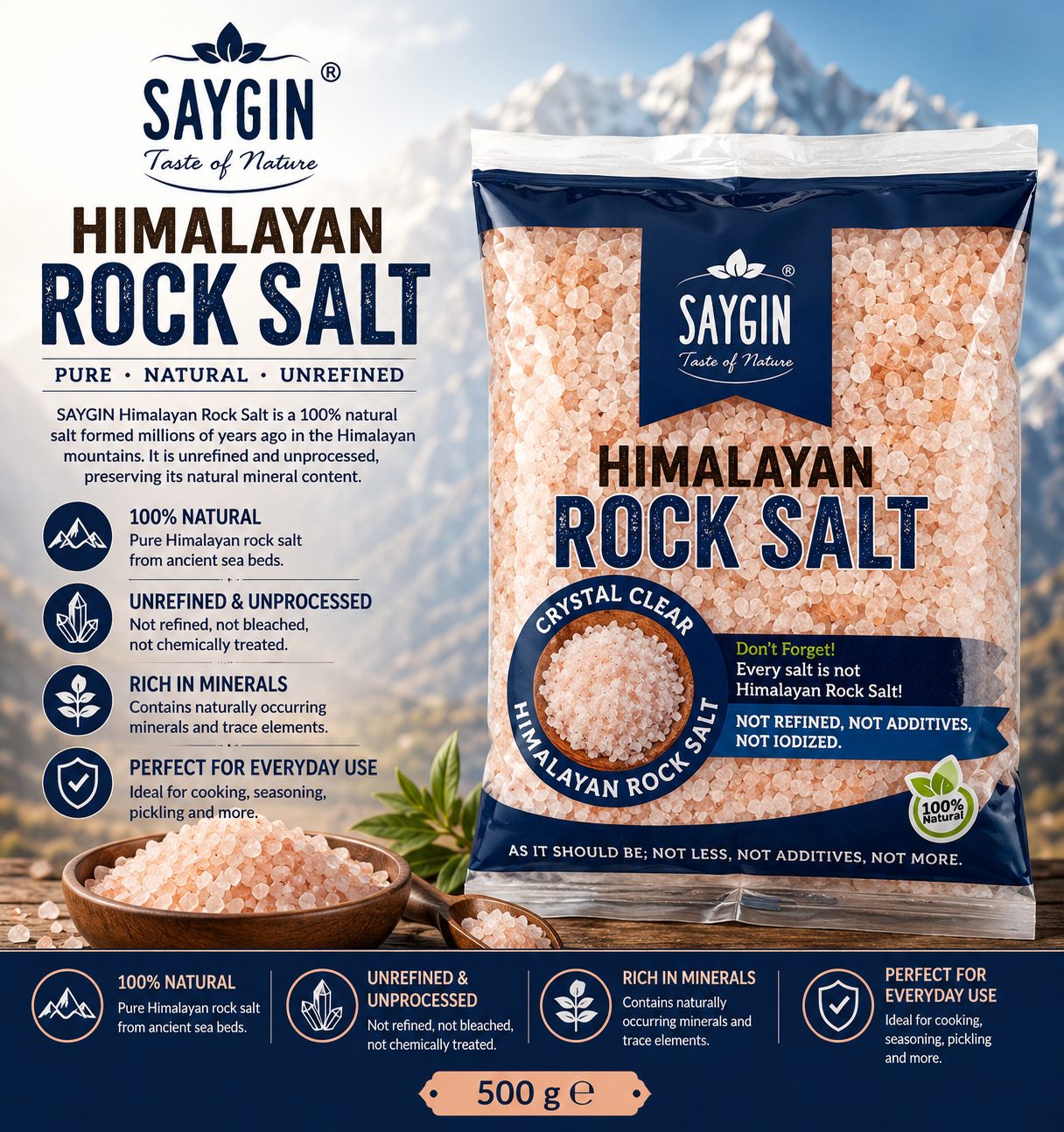Saygin Himalayan Rock Salt (Ogutme Kaya Tuzu ) 500g