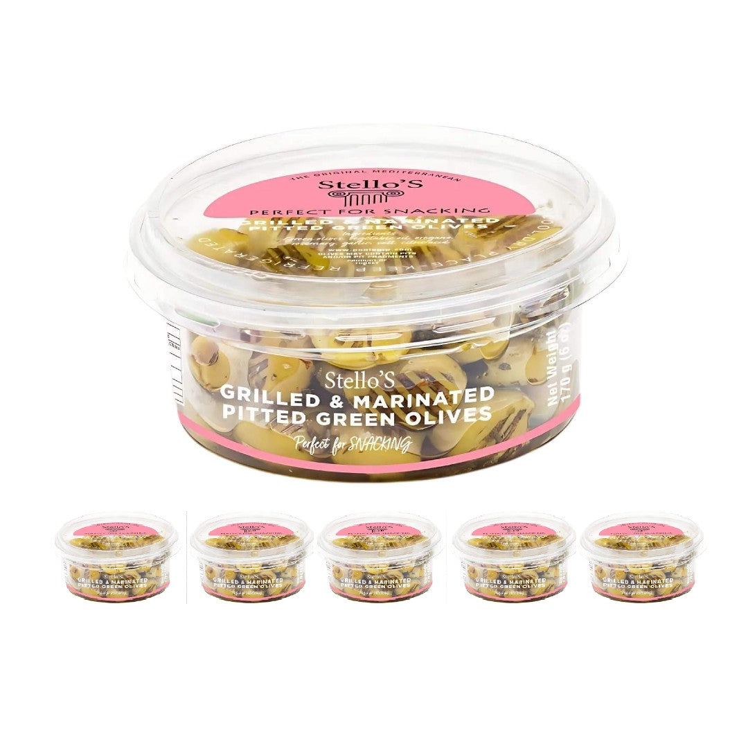 Stellos Grilled & Marinated Pitted Green Olives 170g