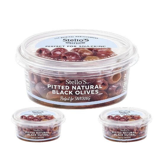 Stellos Pitted Natural Black Olives, 170g