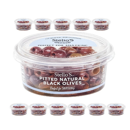 Stellos Pitted Natural Black Olives, 170g